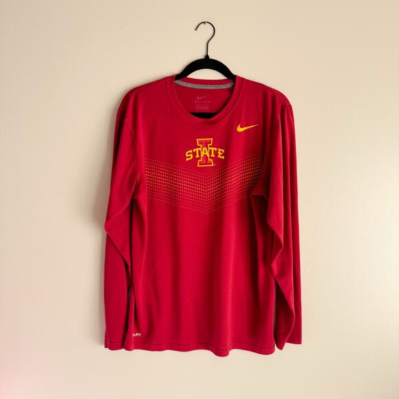 Nike Iowa State Cyclones Red + Gold Dri-Fit Long Sleeve Tee - Medium - Picture 1 of 7